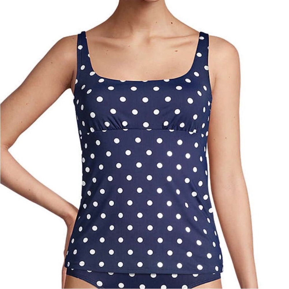 Lands End pretty blue Polka Dot Tankini Top size 18 G like NEW